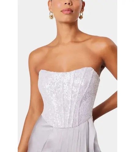 Elliatt NWT Petra Strapless Sequin Bodice Midi Dress in Ash Lilac Sz Small $255