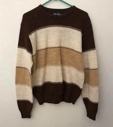 Pine State Brown Striped Sweater Size L