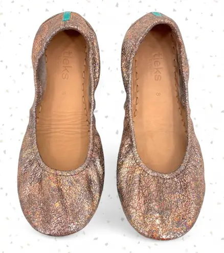 Tieks Lovestruck Flats Gold Copper Bronze Super Sparkle Crackle Shoes Size 8