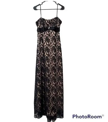 Jump Apparel size 5/6 junior black prom dress black lace overlay lace tie back