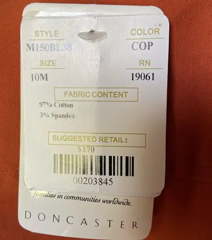 Doncaster Rust /copper color button down pleated long sleeve shirt size 10 NWT