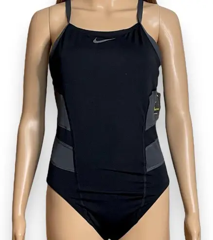 Nike  Women's Hydrastrong Colorblock Racerback One Piece Swimsuit Black/Gray 8