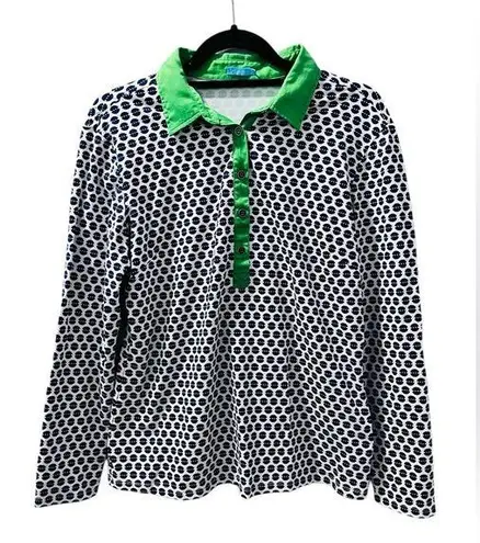 J. McLaughlin Long Sleeve Geometric Long Sleeve Collared Shirt Size Large Casual