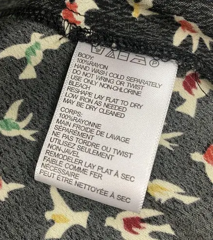 Cooperative Women's Black skater dress with multi-color bird print size 0