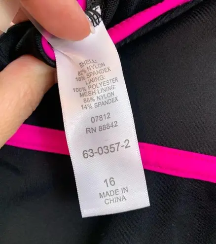 Swimsuits For All Black/Pink Trimmed Swim Dress Size 16