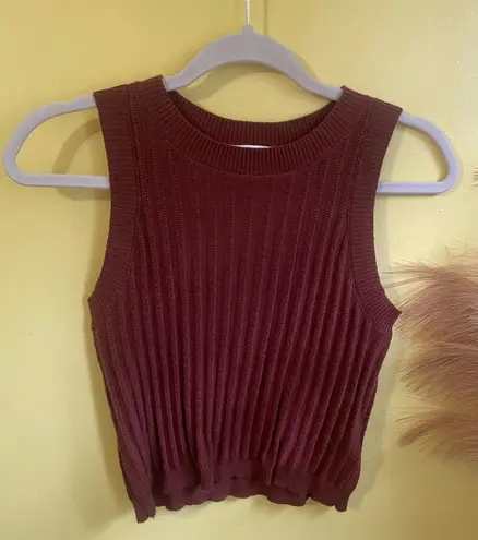 Olive & Oak Sleeveless Ribbed Knit Top - Burgundy