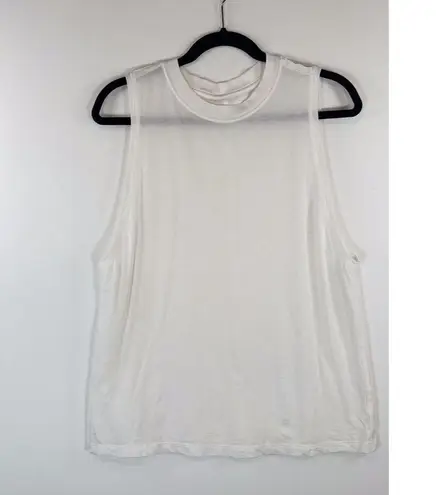 Lululemon Womens Top White All Yours Tank Crewneck Sheer Pima Sleeveless Size 8