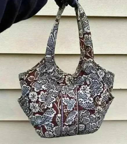 Vera Bradley  Slate Blooms Side By Side Tote Handbag Shoulder Bag Purse Rare