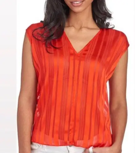 Rachel Roy Neon Tigerlily Burnout Silky Top, Red/Orange Size L New w/Tag