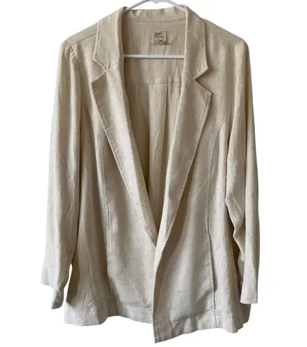 LOGO By Lori Goldstein NWOT Linen Blend Long Sleeve Blazer Khaki Size XL