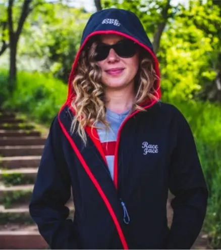 Race Face Scout Jacket Bike Cycling M Black Red Coat Hooded Water Resistant Size M