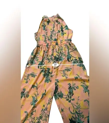 ASOS DESIGN Maternity Chiffon Gathered Waist Halter Jumpsuit In Floral Print 12 Orange Size undefined