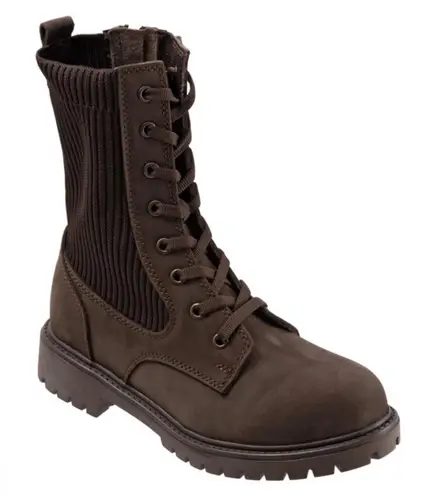 Bueno NWOB Stella Brown Nubuck Combat Boots Calf High Fleece Lined Comfort Sz 36
