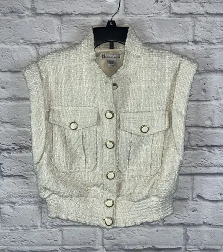 Christian LaCroix Crème Lined Boucle Tweed Cropped Preppy Vest Size XS