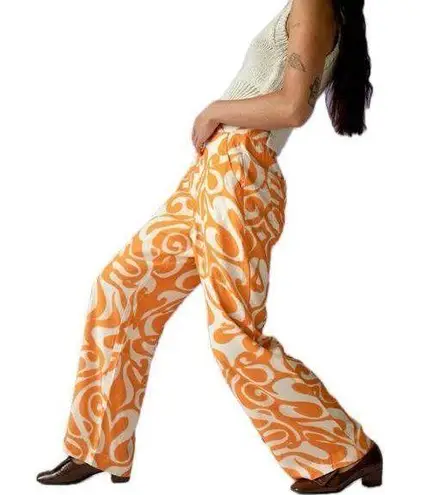 Find Me Now Hawaiian Batik Inspired Dream On Creamsicle Swirl Pockets Pants M Orange Size M