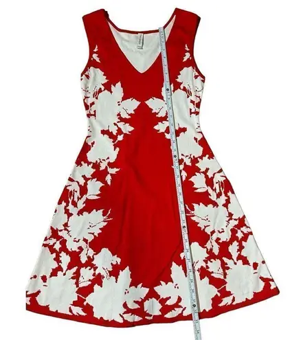 Yoana Baraschi Petaluma Fit & Flare Floral Sweater Knit Dress S Petite Red Ivory