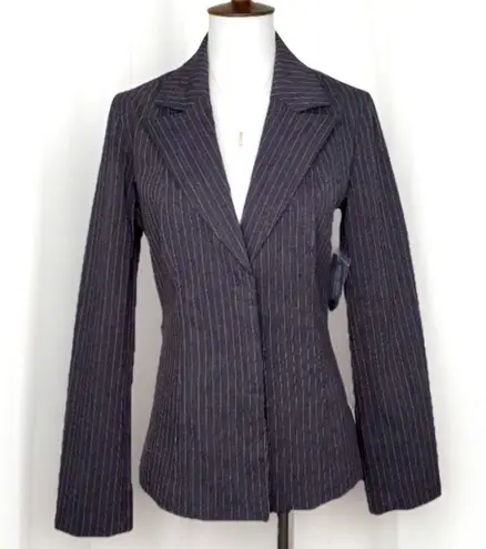 Bisou Bisou by Michelle Bohbot 10 Pink Stripes Blazer Jacket Dark Gray Womens