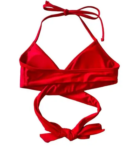 Aerie  | Criss Cross Tie Back Halter Scoop Neck Red Padded Bikini Top Size Small - Image 7