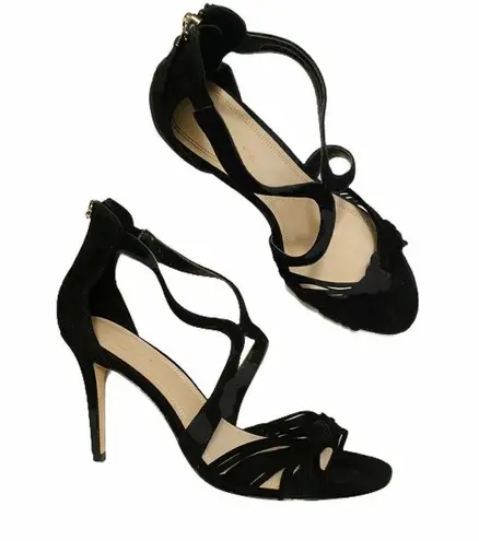 Sandro PARIS Elisa Black Suede Heels Knotted Strappy Sandals 39 US 8 - 8.5 NIB
