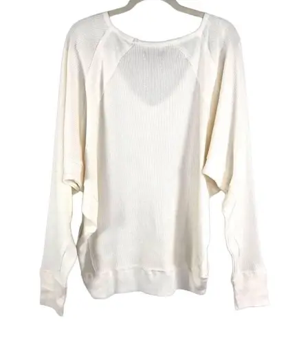 Free People  Santa Clara Dolman Thermal Knit Top Cream Oversize Boho Fairy M, NWT