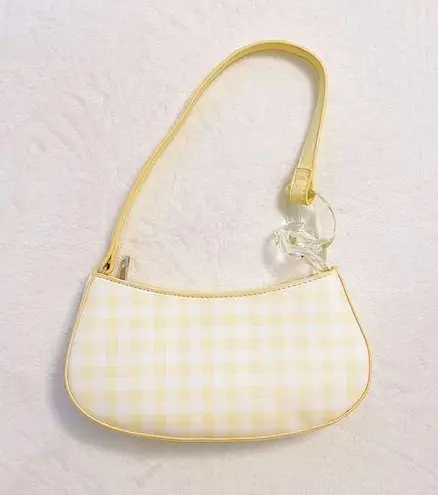 Pastel Yellow White Plaid Y2K Cottage Ballet 90s Shoulder Mini Handbag