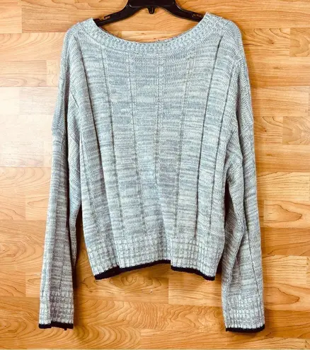 a.n.a  Size Large Cable Knit Long Sleeve Oversized Gray/White Blend Thread …