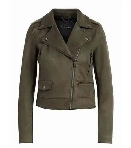 Banana Republic  Green Vegan Faux Suede Motorcycle Jacket Size XS