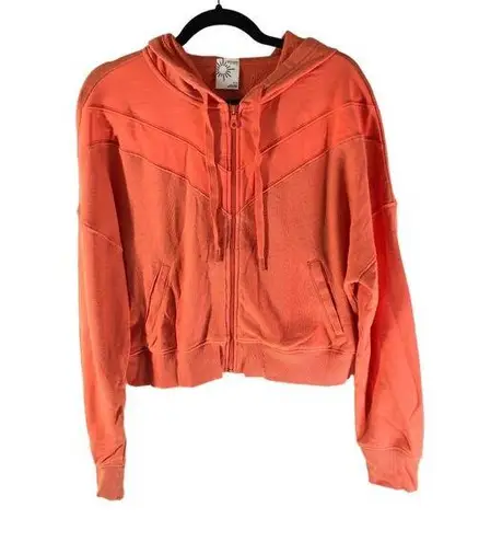 Aerie  Offline Womens Cropped Zip-Up Hoodie Pockets Drawstring Orange Size S thumbnail 1
