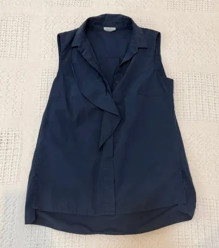 Akris Punto 6 cotton ruffle sleeveless button front blouse top TS 2959