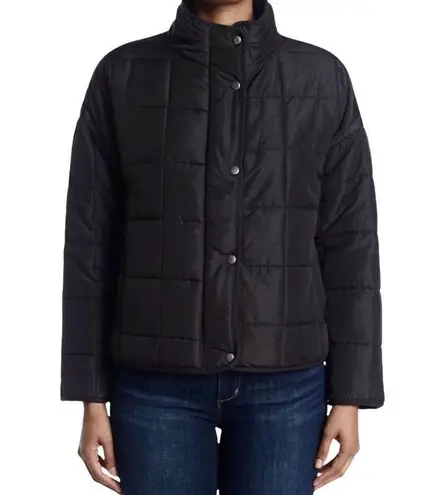 Thread and Supply  | High Collar Quilted Black Full Zip & Snap Puffer Jacket Size M