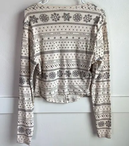 SKIMS NWOT Fair Isle Cream Pointelle Long Sleeve Pajama Top