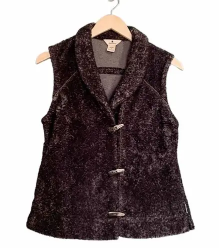 Woolrich Faux Shearling Toggle Front Shawl Collar Vest Onyx Gray Size Small