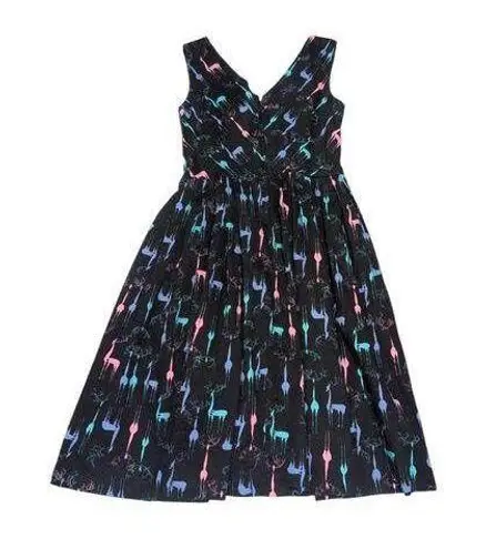 Retrospec'd Reindeer Printed Pleated Dress A