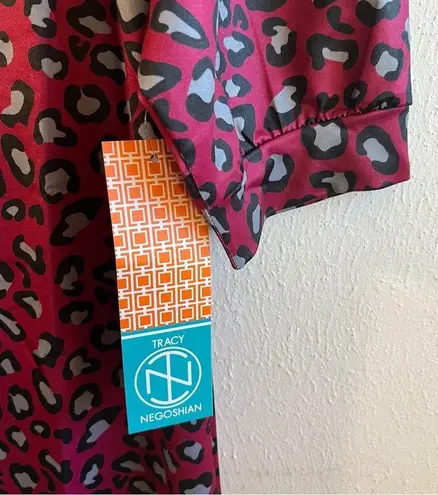 Tracy Negoshian Dress Red Cheetah Print “Dawn” Dress 3/4 Sleeve Tunic Sz XS NWT