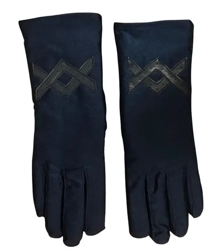 Thinsulate Womens One Size Fits All Navy Blue Gloves Leather Trim