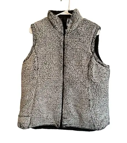 Free Country Women's Reversible Vest Black/Gray Fleece Size Large