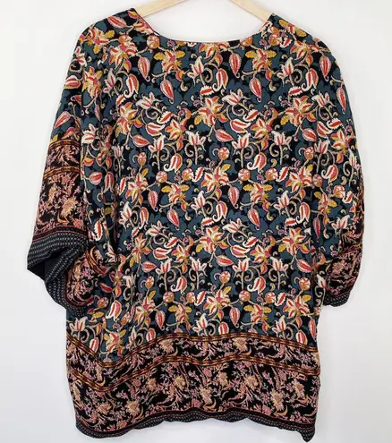 NLW Turkey Multi-Color Paisley Print Open Front Kimono Women's Size Small S