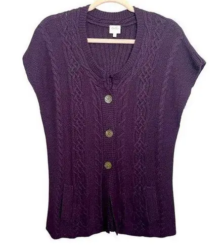 Whistles London Knit Sweater Cardigan Lambswool Cashmere Angora blend Purple Size L