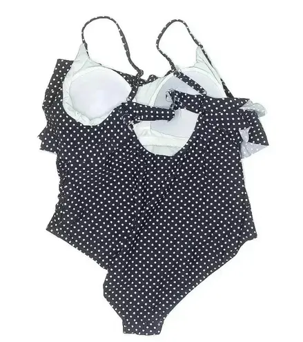 Meet.Curve Purple & White Ruffle Polka Dot Tiered One Piece Swimsuit Size 3X NWT