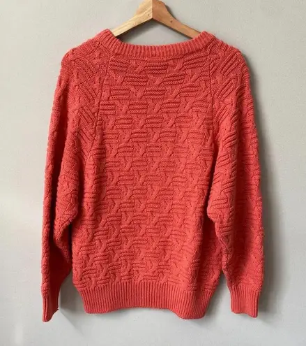 Vtg Paul Harris Women's Small 90s Acrylic Crewneck Knit Pullover Sweater Coral Orange