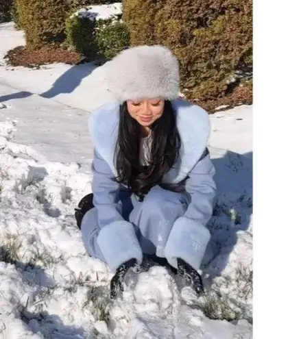 Adrienne Landau The Pill Box Hat in Light Grey One Size New Womens Faux Fur Gray