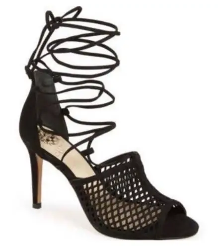 Vince Camuto  Black Lattice Lace-Up Heels — Size 8.5M