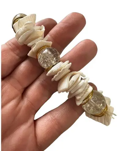 Shell and Glass Bead Stretch Bracelet