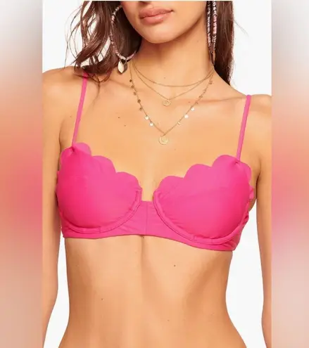 Ramy Brook Leyla Scalloped Underwire Bikini Top, Size Medium, $118