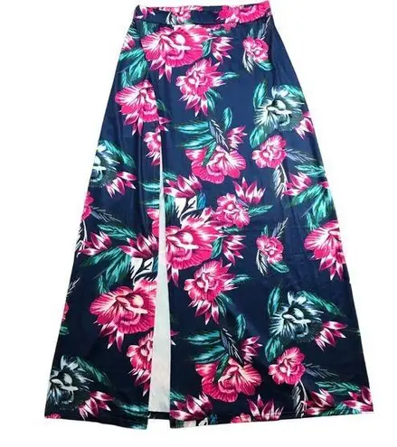 Unbranded Floral High Slit Maxi Skirt Women's Size XL Swim Cover Blue Pink Green