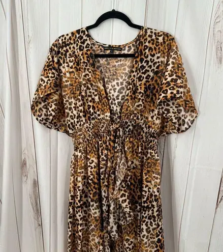 America & Beyond Women’s Large Leopard Maxi Dress Animal Print