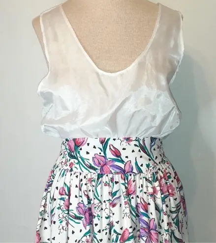 VINTAGE 80S 2 PIECE CROPPED TOP DRESS 12 White
