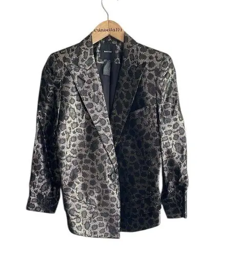 SMYTHE Film Fest Sharp Shoulder Blazer Metallic Leopard Gray Size 2