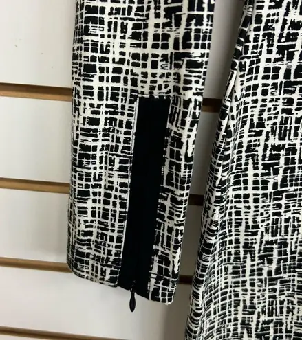 J. McLaughlin Sketch Geo Print Bedford L/Sleeves Dress M Black Off White Stretch