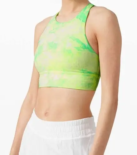 Lululemon  Energy Bra High Neck Long Line Shibori Green Medium Support B-D Size 4